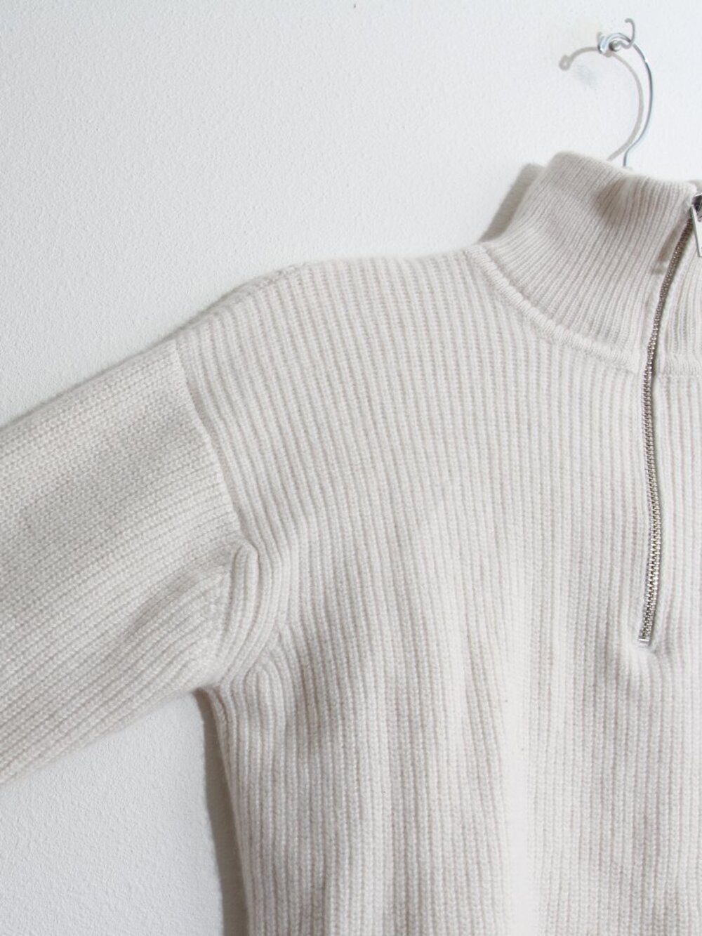 Quince 100% Mongolian Cashmere Fisherman Quarter Zip Sweater Ivory Size XS - Picture 4 of 16